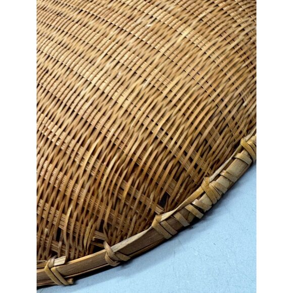 Handwoven Bamboo Basket Round Woven Serving Tray Natural Decor 15"X5"Used READ - Picture 6 of 6